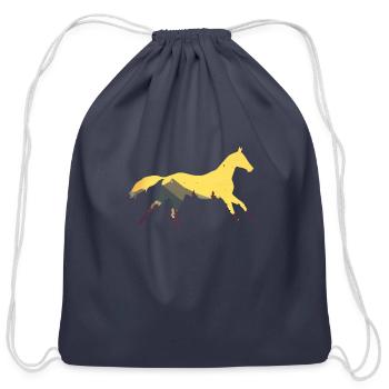 Wild Horse Horse Horses Wild Horses - Cotton Drawstring Bag - navy - Front