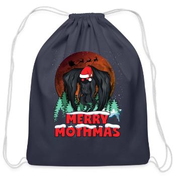Mothman Christmas Merry Mothmas Funny Moth Man - Cotton Drawstring Bag - navy - Front