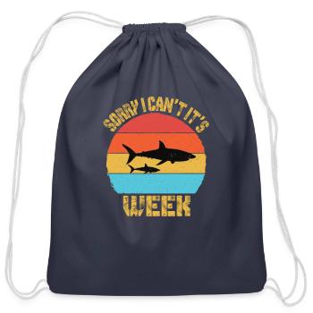 Vintage Sorry I Can't It's Week Funny Shark - Cotton Drawstring Bag - navy - Front