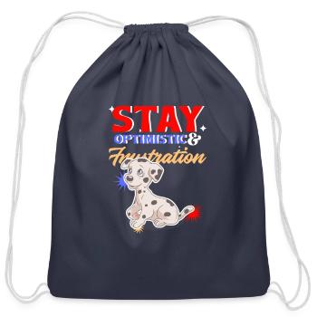 Always optimistic dog design. - Cotton Drawstring Bag - navy - Front