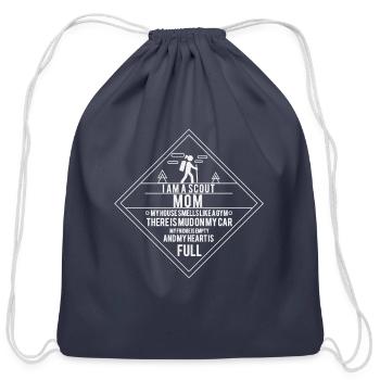 Scout Mom T-Shirt for Mothers of Scouts - Cotton Drawstring Bag - navy - Front
