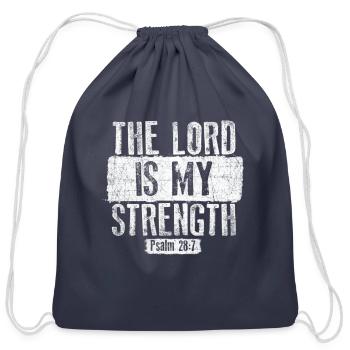 Long Sleeve Christian tShirts The Lord Is My Stre - Cotton Drawstring Bag - navy - Front