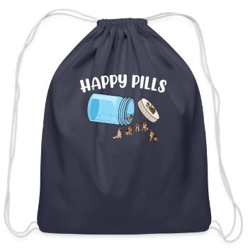 Happy Pills German Shepherd Funny Dog Lover Humor - Cotton Drawstring Bag - navy - Front