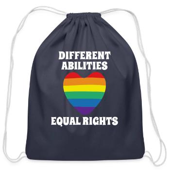 Different Abilities, Equal Rights - Cotton Drawstring Bag - navy - Front