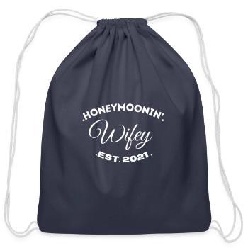 Honeymoonin Wife Est2021 Just Married Matching - Cotton Drawstring Bag - navy - Front