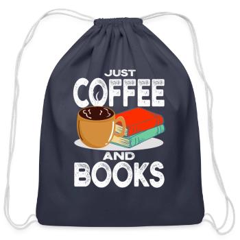Just COFFEE and BOOKS - Cotton Drawstring Bag - navy - Front