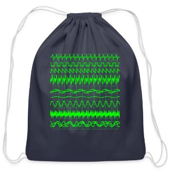Oscilloscope Digital Waves On Screen Display - Cotton Drawstring Bag - navy - Front