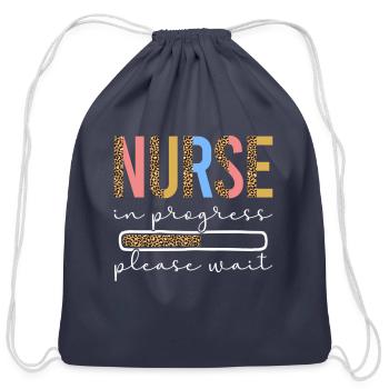 Nurse In Progress Leopard Future Nurse Nursing - Cotton Drawstring Bag - navy - Front