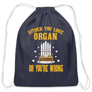 FUNNY LOVE ORGAN OR YOU'RE WRONG Pipe Music - Cotton Drawstring Bag - navy - Front