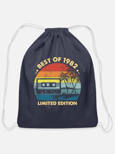 Best Of 1982 41St 41 Years Old Vintage - Cotton Drawstring Bag - navy
