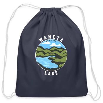 Waneta Lake New York Ny Badge Vacation - Cotton Drawstring Bag - navy - Front