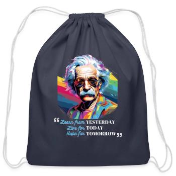 Learn from Yesterday, Live for T - Cotton Drawstring Bag - navy - Front