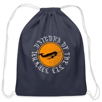 Narwhal Unicorn Of The Sea Animal Lover Retro Pun - Cotton Drawstring Bag - navy - Front