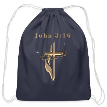 John 3:16 - Cotton Drawstring Bag - navy - Front