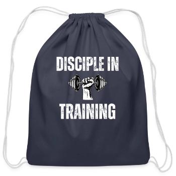 Disciple in training dumbbell Christian - Cotton Drawstring Bag - navy - Front