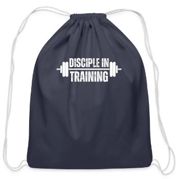 Disciple in training barbell Christian - Cotton Drawstring Bag - navy - Front