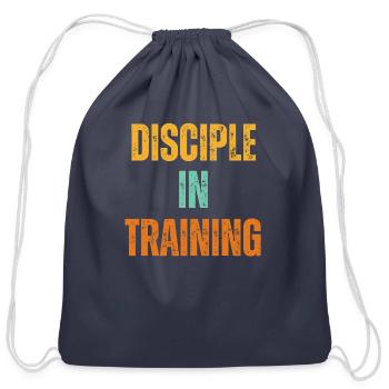 Retro Disciple in training barbell - Cotton Drawstring Bag - navy - Front