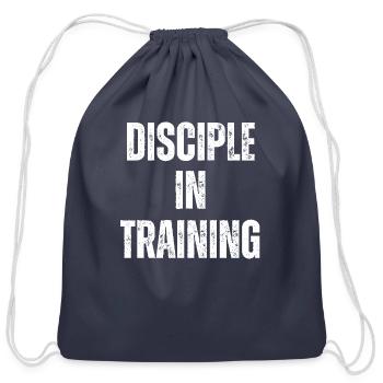 Disciple in training barbell Christian - Cotton Drawstring Bag - navy - Front