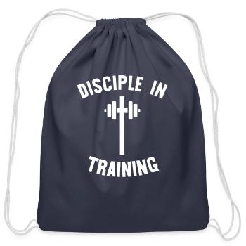 Disciple in training barbell - Cotton Drawstring Bag - navy - Front