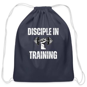 Disciple in training dumbbell Christian - Cotton Drawstring Bag - navy - Front