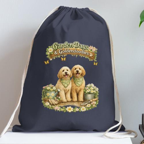 Garden Days & Goldendoodles Cozy Dog Lovers Design - Cotton Drawstring Bag