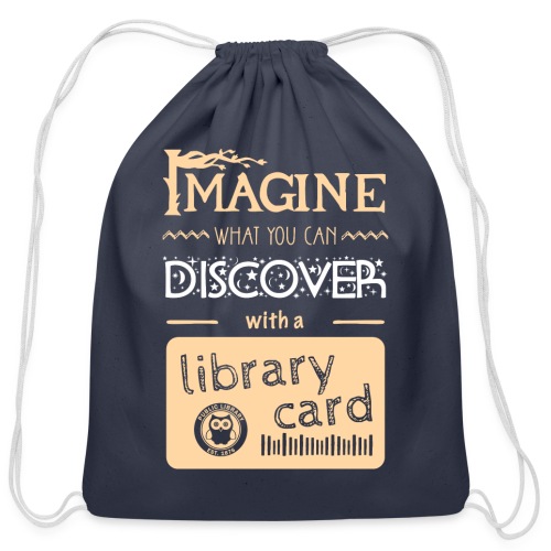 Library Card Sign-up Month - DISCOVER - Cotton Drawstring Bag