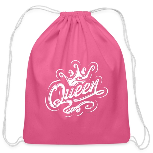 Queen With Crown, Typography Design - Cotton Drawstring Bag