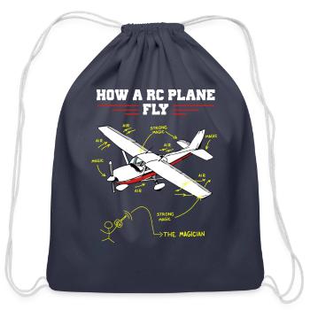 Rc Plane Remote Controlled Model Funny Diagram - Cotton Drawstring Bag - navy - Front