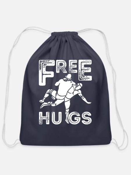 Funny Free Hugs Wrestling - Cotton Drawstring Bag - navy