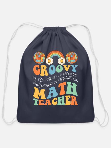 Groovy Math Teacher Retro Mathematics For A - Cotton Drawstring Bag - navy