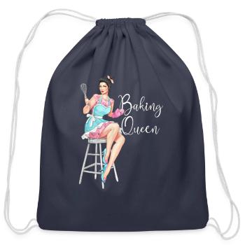 Baking Queen Vintage Baking Retro Baking - Cotton Drawstring Bag - navy - Front