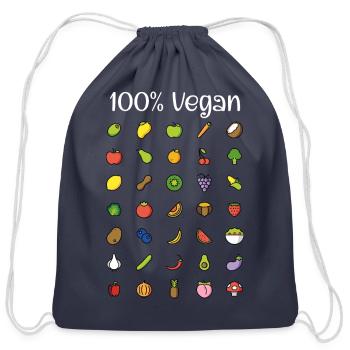 100 % vegan - vegan lifestyle - Cotton Drawstring Bag - navy - Front