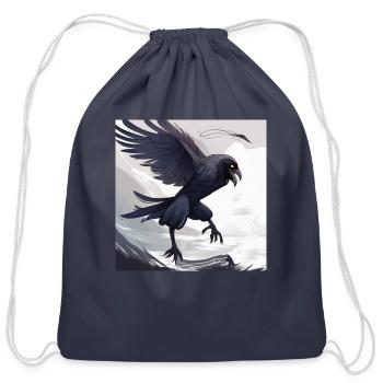 flying raven - Cotton Drawstring Bag - navy - Front