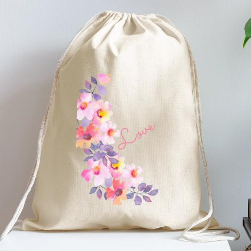 flowers - Cotton Drawstring Bag