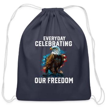 Everyday Celebrating Our Freedom American Bald - Cotton Drawstring Bag - navy - Front
