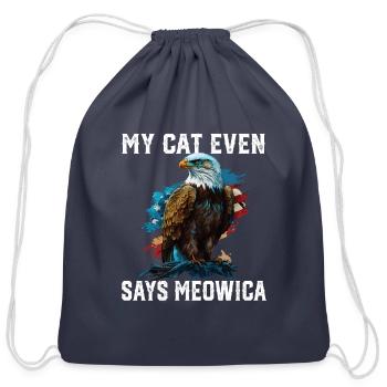 My Cat Even Says Meowica Patriotic Cat Owner USA - Cotton Drawstring Bag - navy - Front