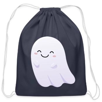 cute ghost - Cotton Drawstring Bag - navy - Front
