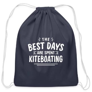 The Best Days Are Spent Kiteboating Summer Kite - Cotton Drawstring Bag - navy - Front