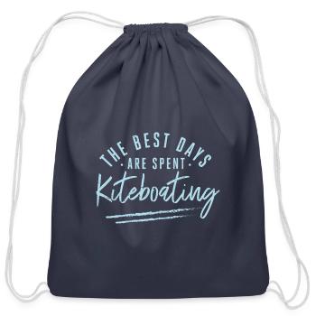 The Best Days Are Spent Kiteboating Sayings Kite - Cotton Drawstring Bag - navy - Front