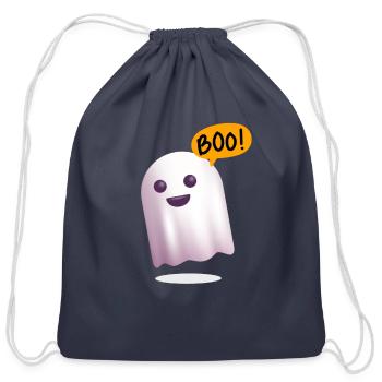 Cute Ghost Boo - Cotton Drawstring Bag - navy - Front