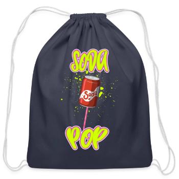 Soda-Pop - Bubbly funny wordplay design - Cotton Drawstring Bag - navy - Front