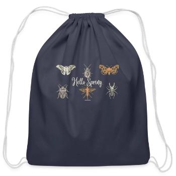 butterfly ,moth ,cottage core - Cotton Drawstring Bag - navy - Front