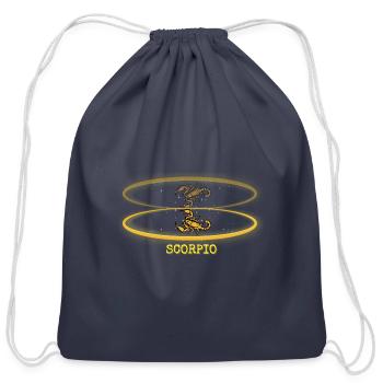 Zodiac Sign Scorpio Astrology Golden Mirror - Cotton Drawstring Bag - navy - Front