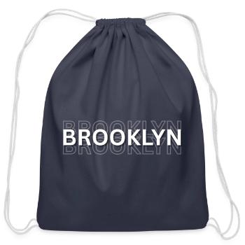 BROOKLYN Urban Mirror Text Design - Cotton Drawstring Bag - navy - Front
