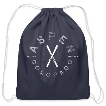 Aspen Colorado Graphic Vintage Skiing birthday chr - Cotton Drawstring Bag - navy - Front