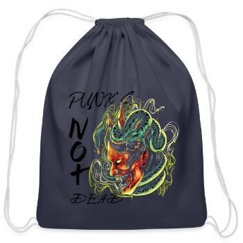 Punks not dead skull with snake colorful creative - Cotton Drawstring Bag - navy - Front