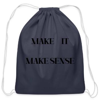 MAKE IT MAKE SENSE (BLACK PRINT) - Cotton Drawstring Bag - navy - Front