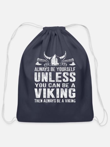 Always Be A Viking Valhalla - Cotton Drawstring Bag - navy