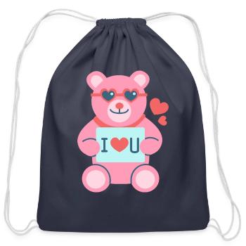 40 love teddy - Cotton Drawstring Bag - navy - Front
