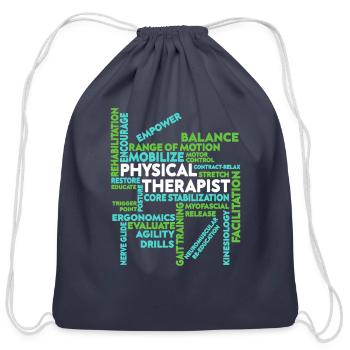 Physical Therapist Shirt Mobilize Core - Cotton Drawstring Bag - navy - Front